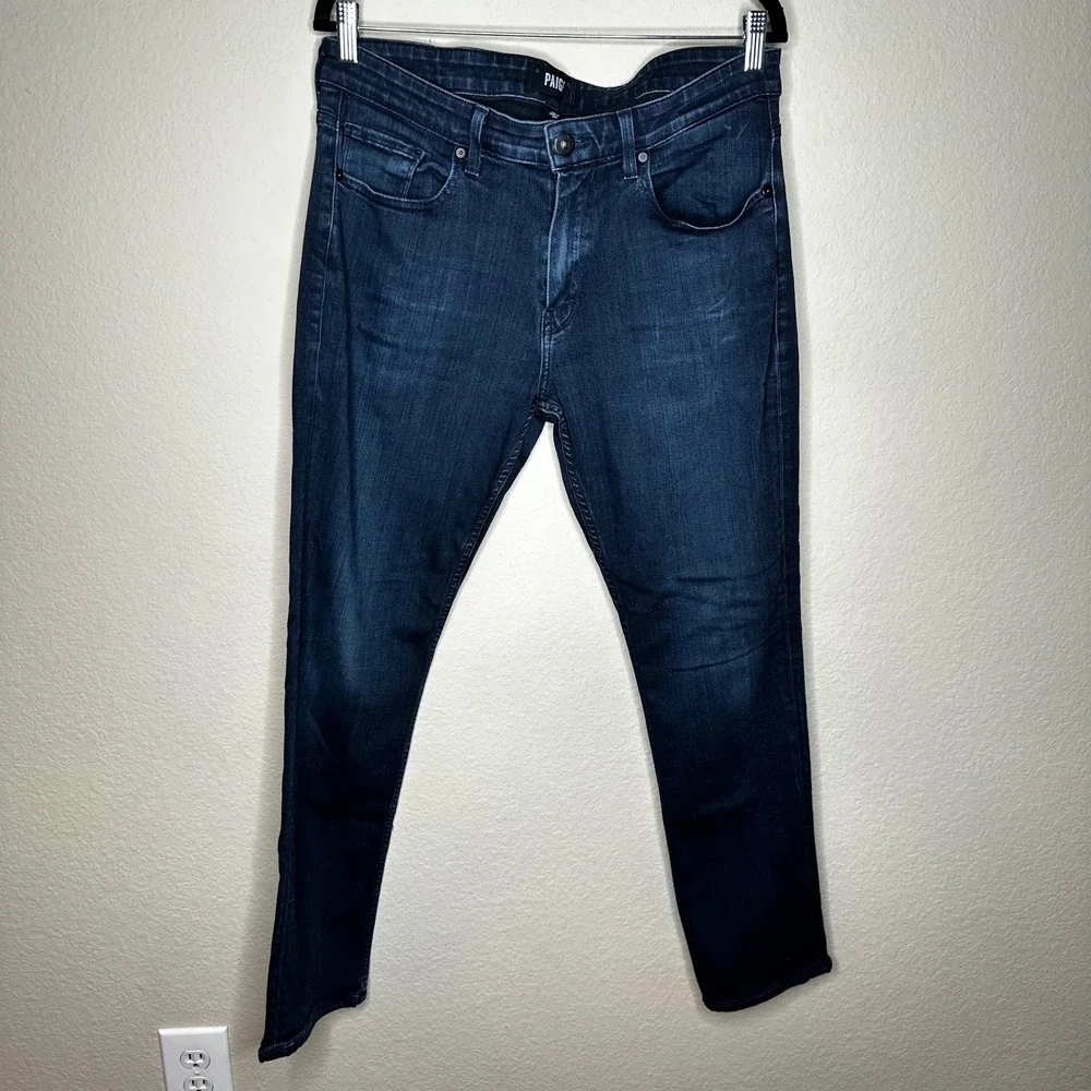 PAIGE Federal Slim Straight Leg Jeans Mens 33 Dark Indigo Wash Made in USA